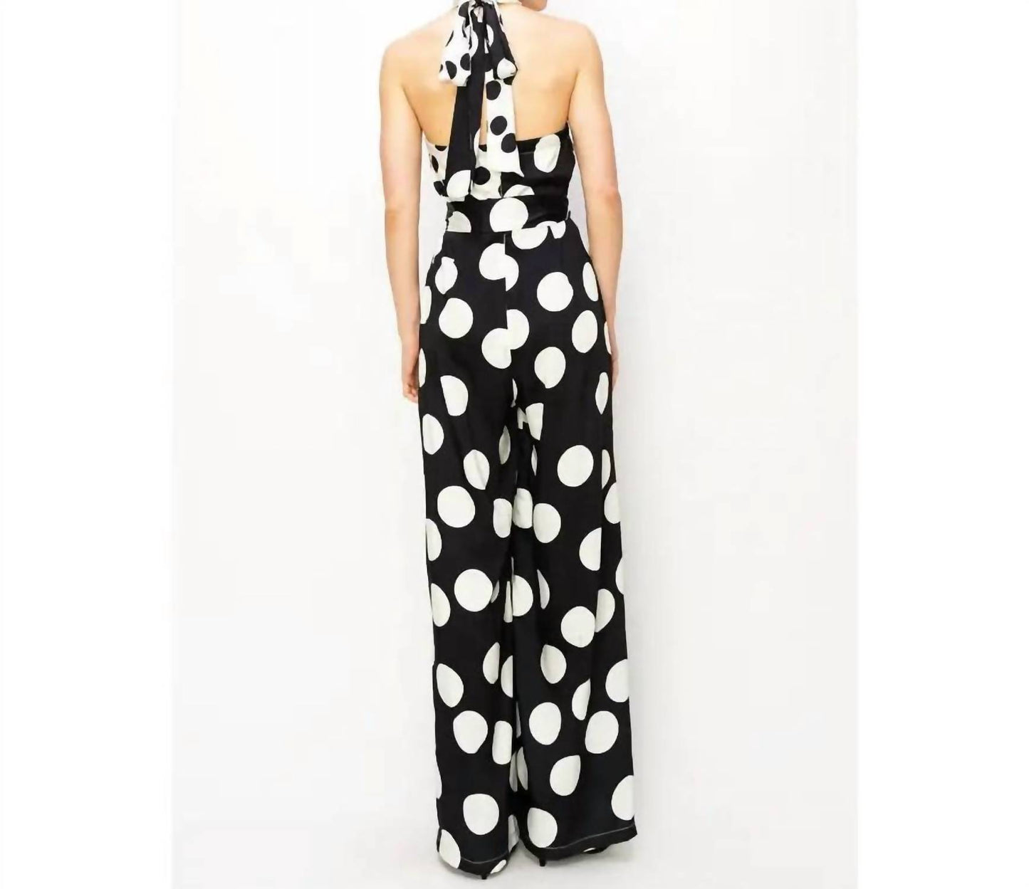 O-ring Halter Neck Polka Dot Jumpsuit