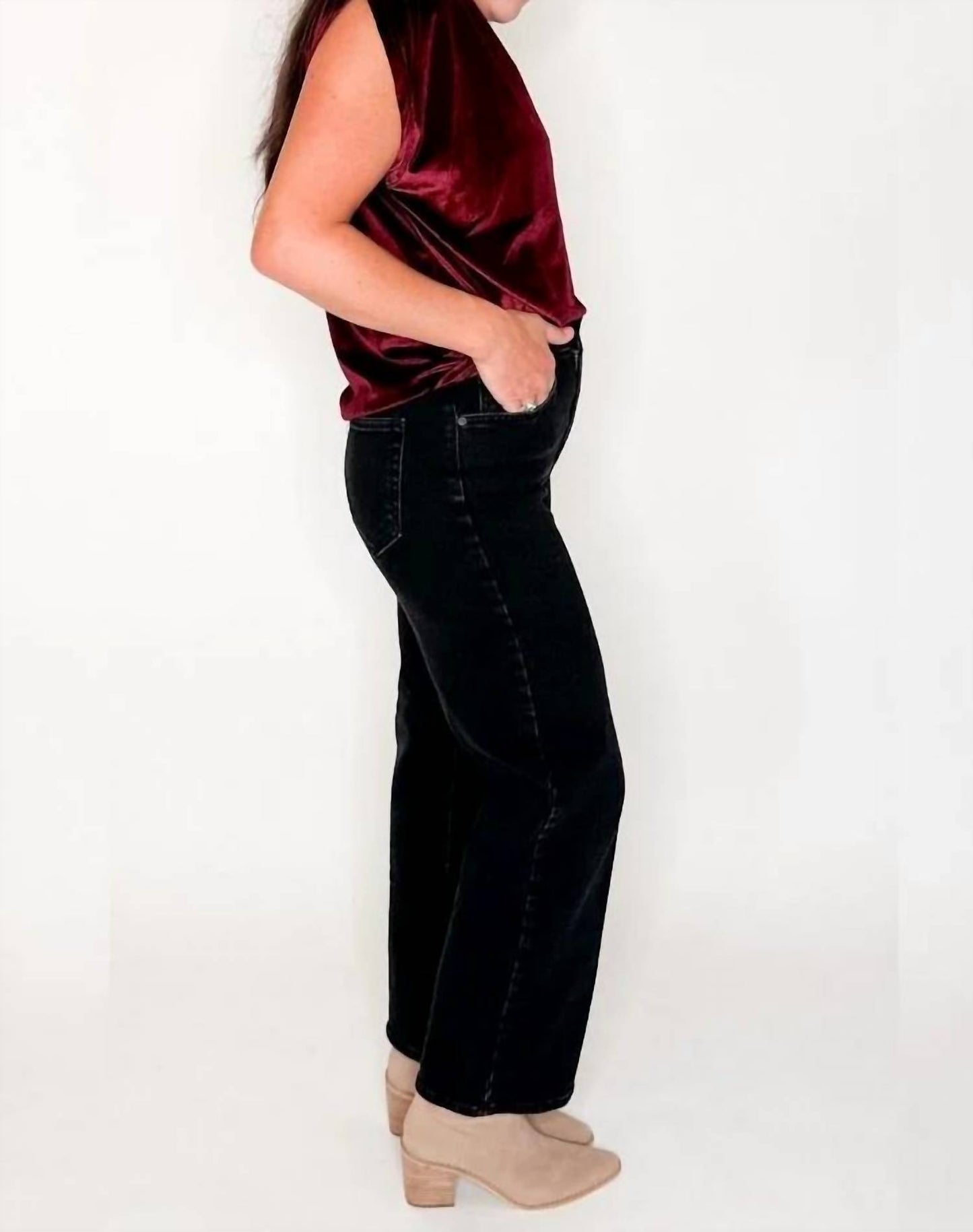 Velvet Ruched Shoulder Tee