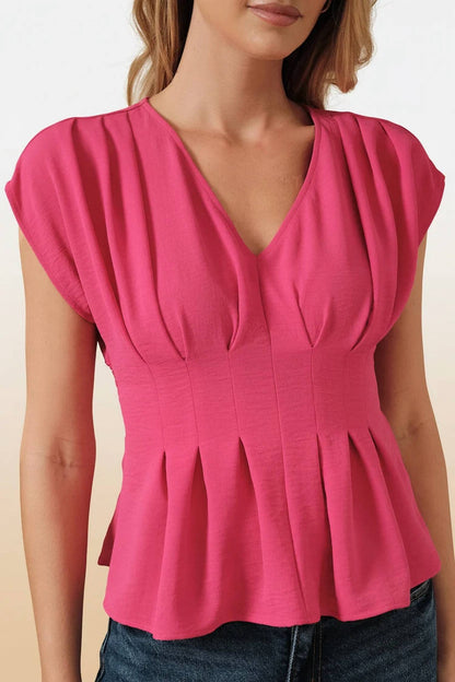Kali Front Pleat Cap Sleeve Top