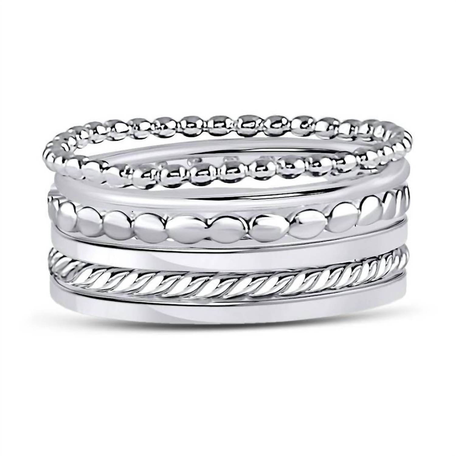 Allyanna Gifts - Women's Sterling Silver 6 Bands Stackable Set Ring - Rack Hunt -