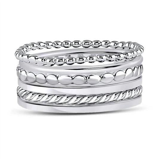 Allyanna Gifts - Women's Sterling Silver 6 Bands Stackable Set Ring - Rack Hunt