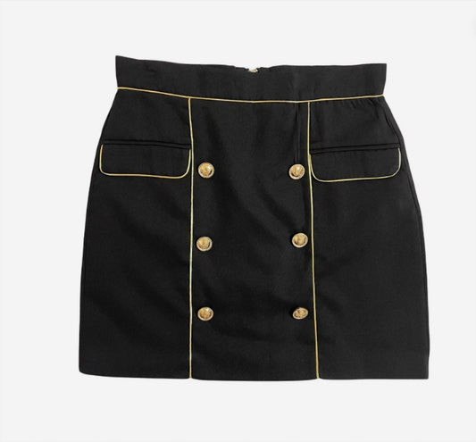 Beulah London - Women Gold Trim Mini Skirt with Gold Buttons - Rack Hunt -