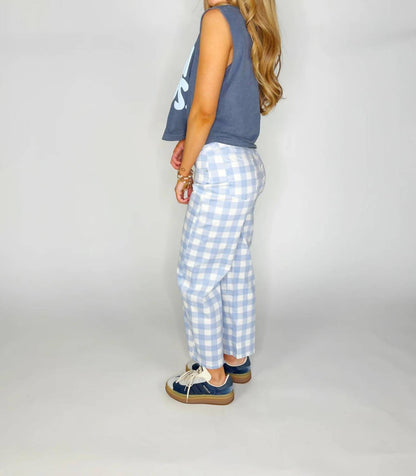 Gingham Barrel Pants