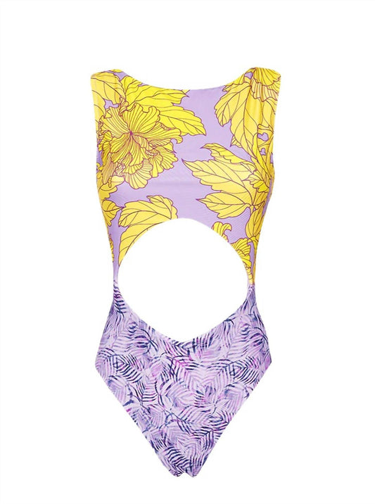 Lia Sahara - Women's Cut Out One Piece + Puffed Sleeves - Rack Hunt -