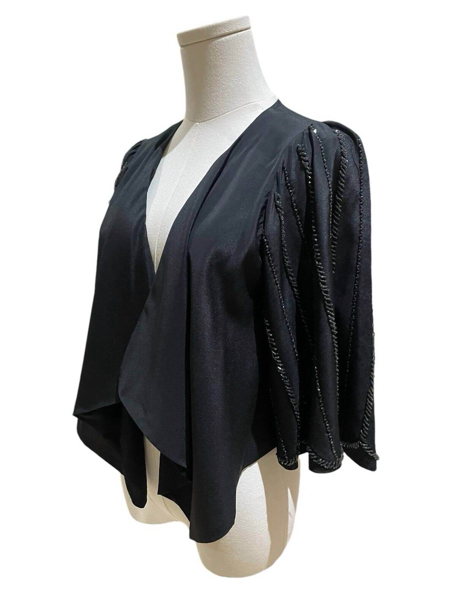 MM Couture - Women's Beaded Shrug Open Front Draped Blouse - Rack Hunt