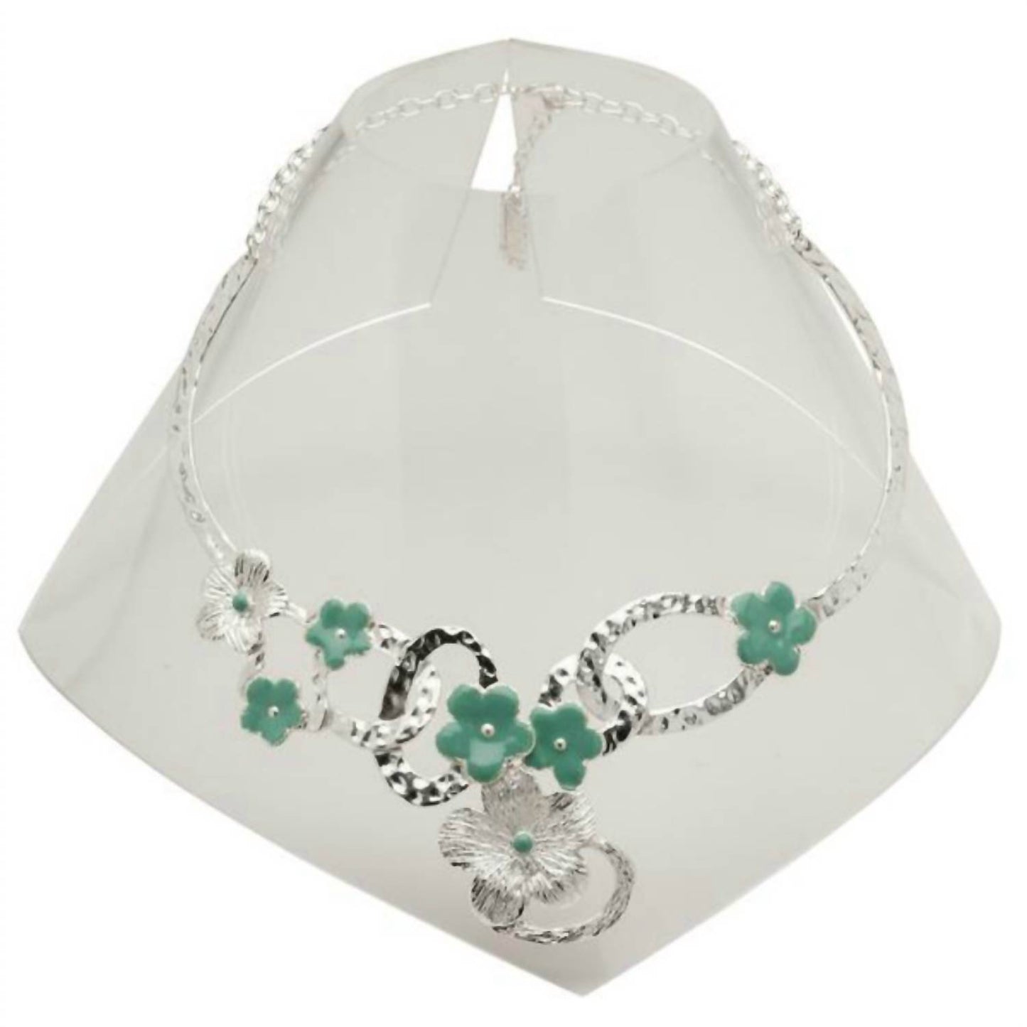 Enameled Leaf Bib Necklace
