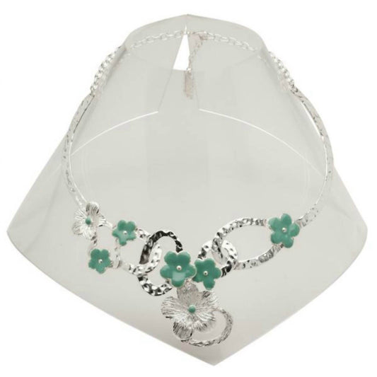 Enameled Leaf Bib Necklace