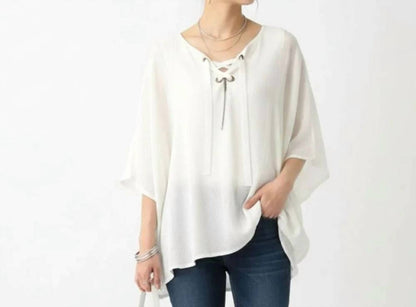 Peasant Waterfall Short Sleeve Blouse