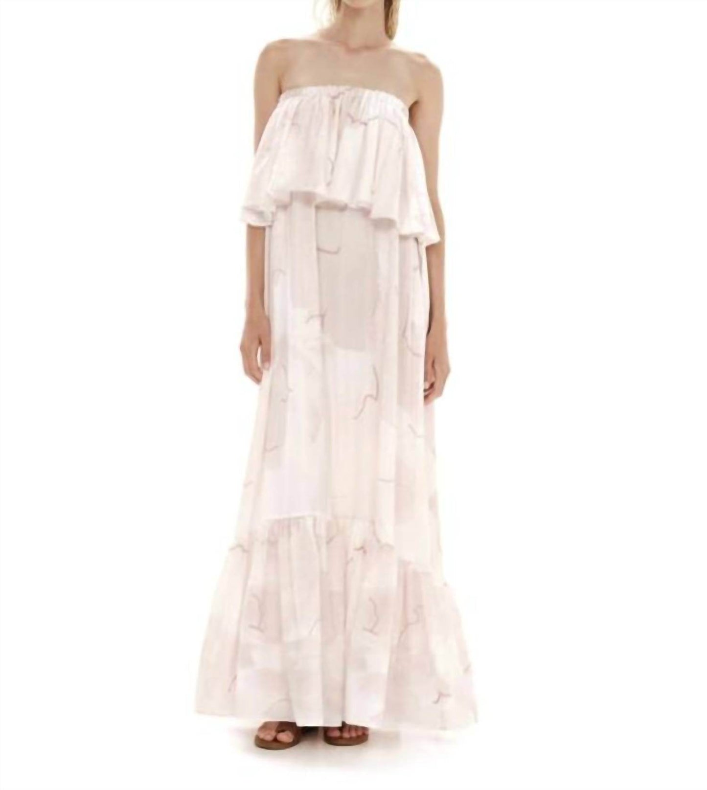 Kourbela - Abstract Silkiness Maxi Ruffled Strapless Dress - Rack Hunt -