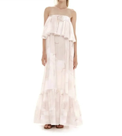 Kourbela - Abstract Silkiness Maxi Ruffled Strapless Dress - Rack Hunt