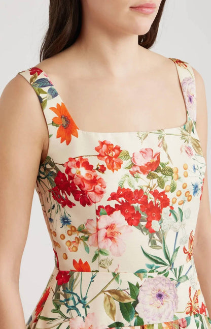 Women's Floral A-line Gathered Dress
