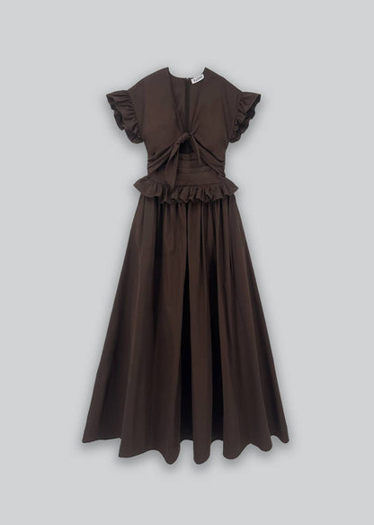 Tiered Cotton Bow Maxi Dress