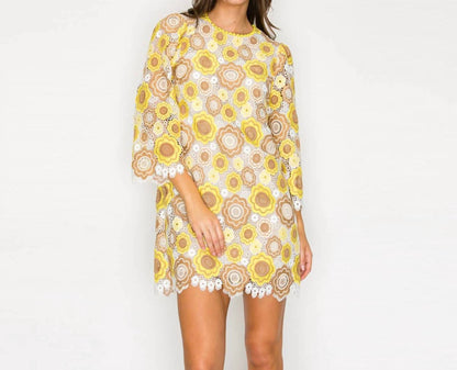 Marigold Vintage Lace Mini Dress