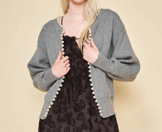 Luisa Grey Pearl Cardigan