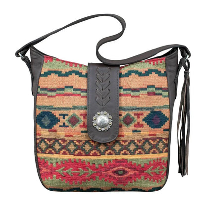 American West - Women's Hand Woven Santa Fe Tapestry Soft Zip Top Shoulder Hobo - Rack Hunt