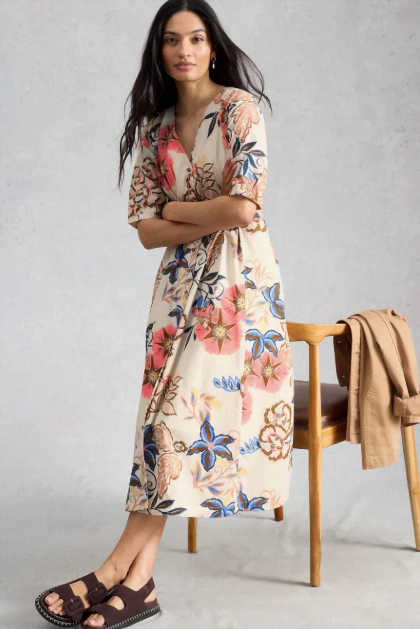 Kate Button Through Midi Dress