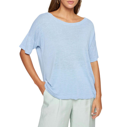 FLAMED LINEN BUTTON BACK T-SHIRT