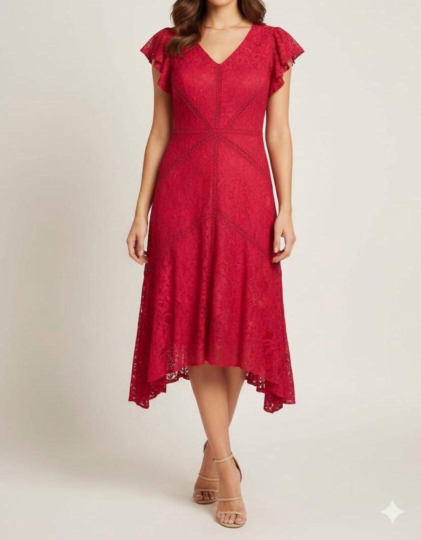 V-neck Lace Midi Dress