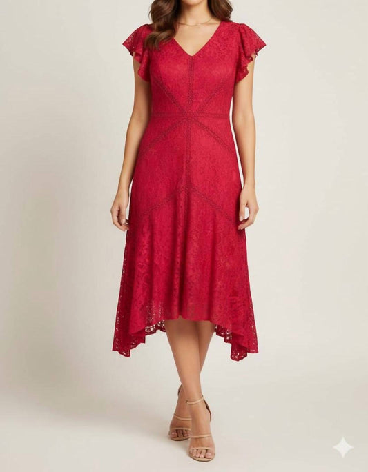 V-neck Lace Midi Dress