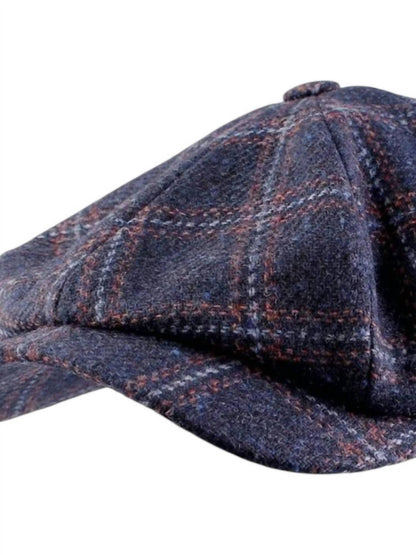 Men's Newsboy Retro Mélange 'lanificio Bottoli' Wool Check 'archive Line' Cap