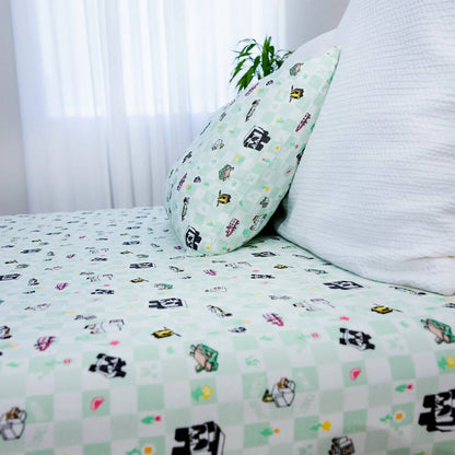 Kid's Minecraft Sleep Repeat Bamboo Twin Sheet Set