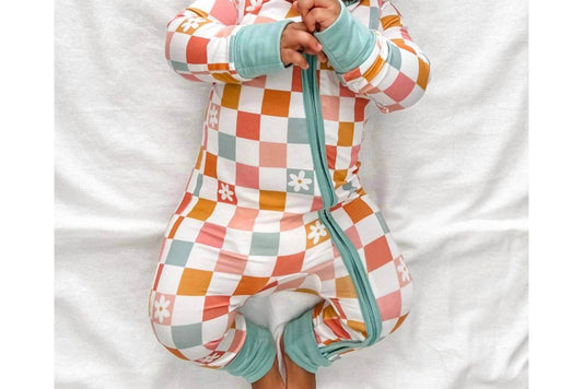 Jensen’s Jammies - Lazy Daisy Checkered Zippy Romper - Rack Hunt -