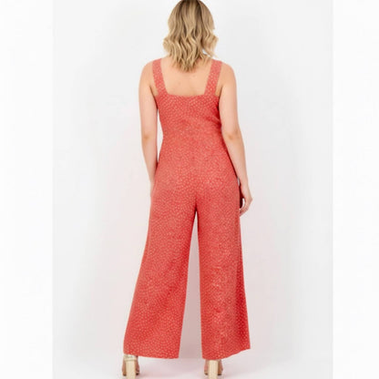 Polka Dot Wide Leg V-neck Jumpsuit