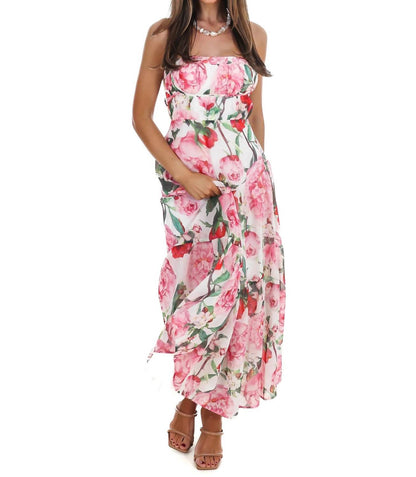 Women's Afternoon Garden Stroll Strapless Maxi Dress