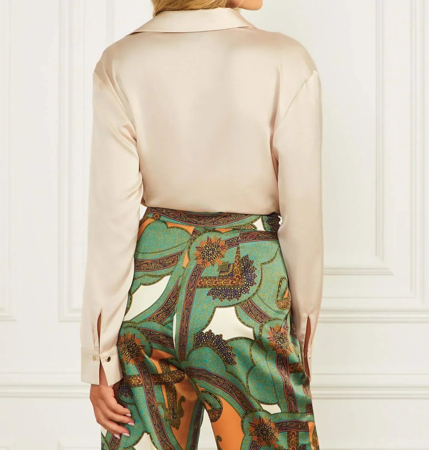 Marciano - Sky Satin Long-sleeve Button-up Bodysuit - Rack Hunt