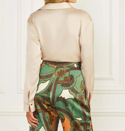 Marciano - Sky Satin Long-sleeve Button-up Bodysuit - Rack Hunt