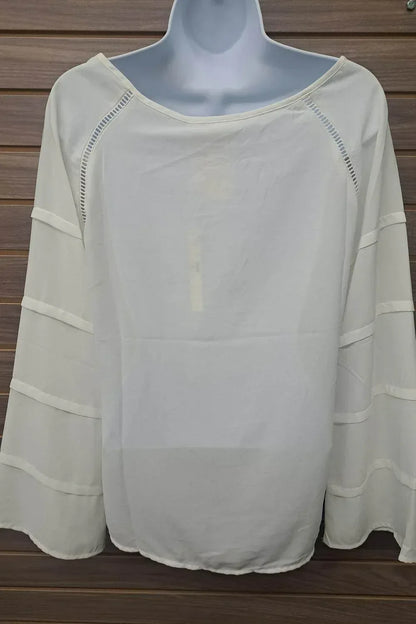 Mocha - Women's Bell Sleeve Tie Neck Blouse - Rack Hunt