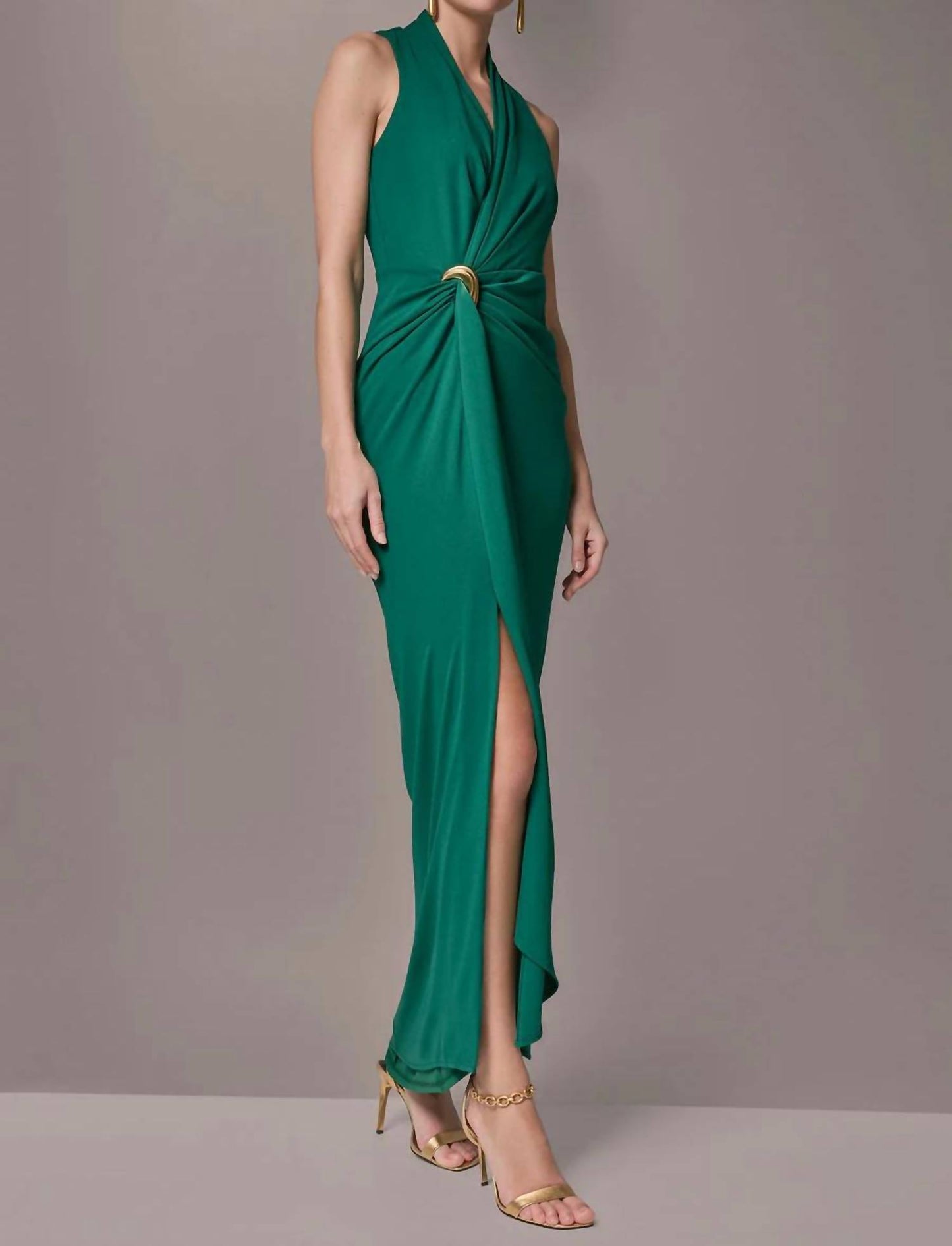 Sleeveless Wrap V-neck Gown