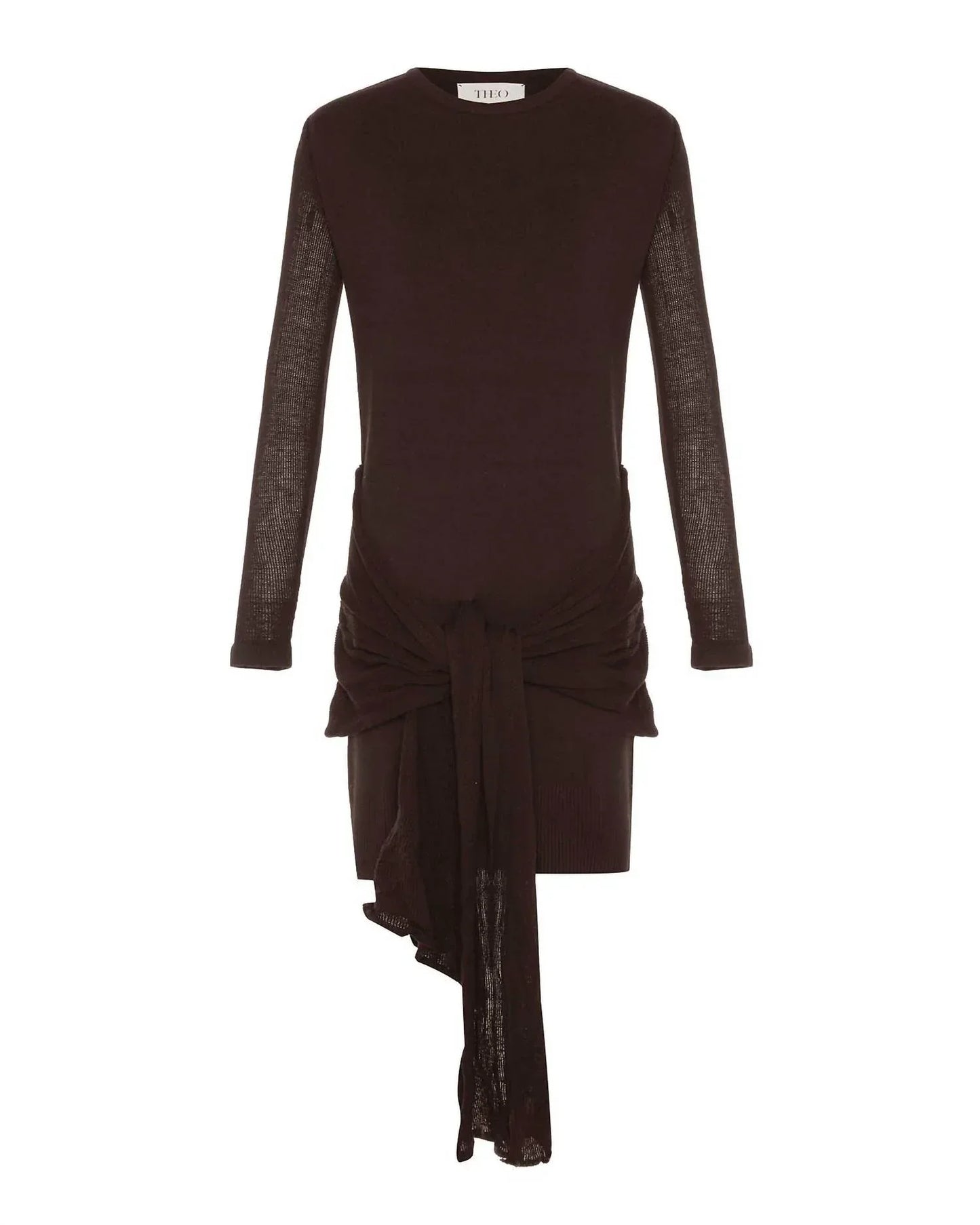 NOMIA - Women's Sheer Sleeve Draped Front Dress - Rack Hunt