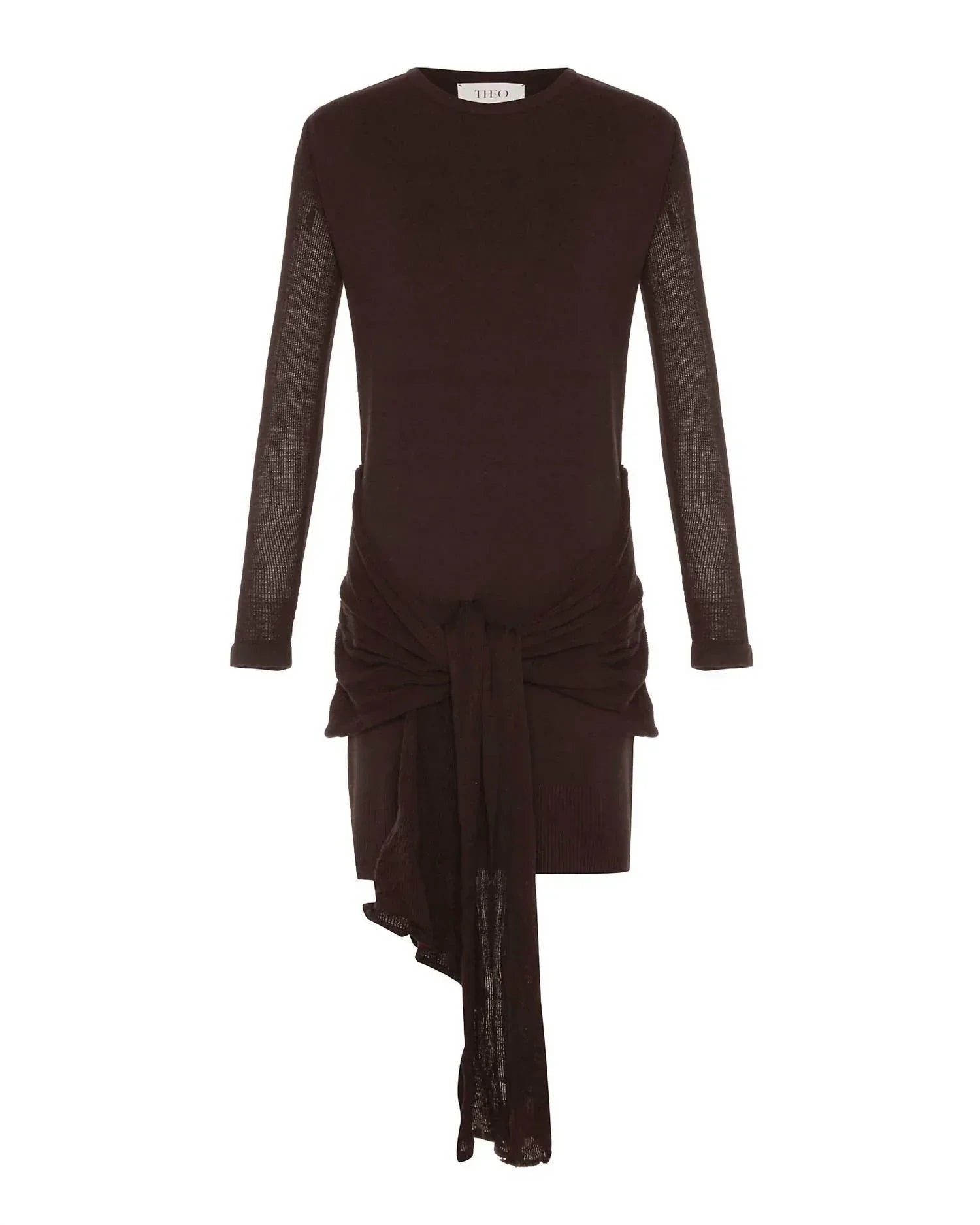 NOMIA - Women's Sheer Sleeve Draped Front Dress - Rack Hunt
