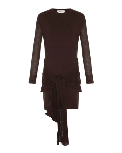 NOMIA - Women's Sheer Sleeve Draped Front Dress - Rack Hunt
