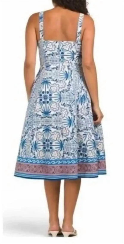 Avec Les Filles - Tile Print Sweetheart Midi Dress - Rack Hunt