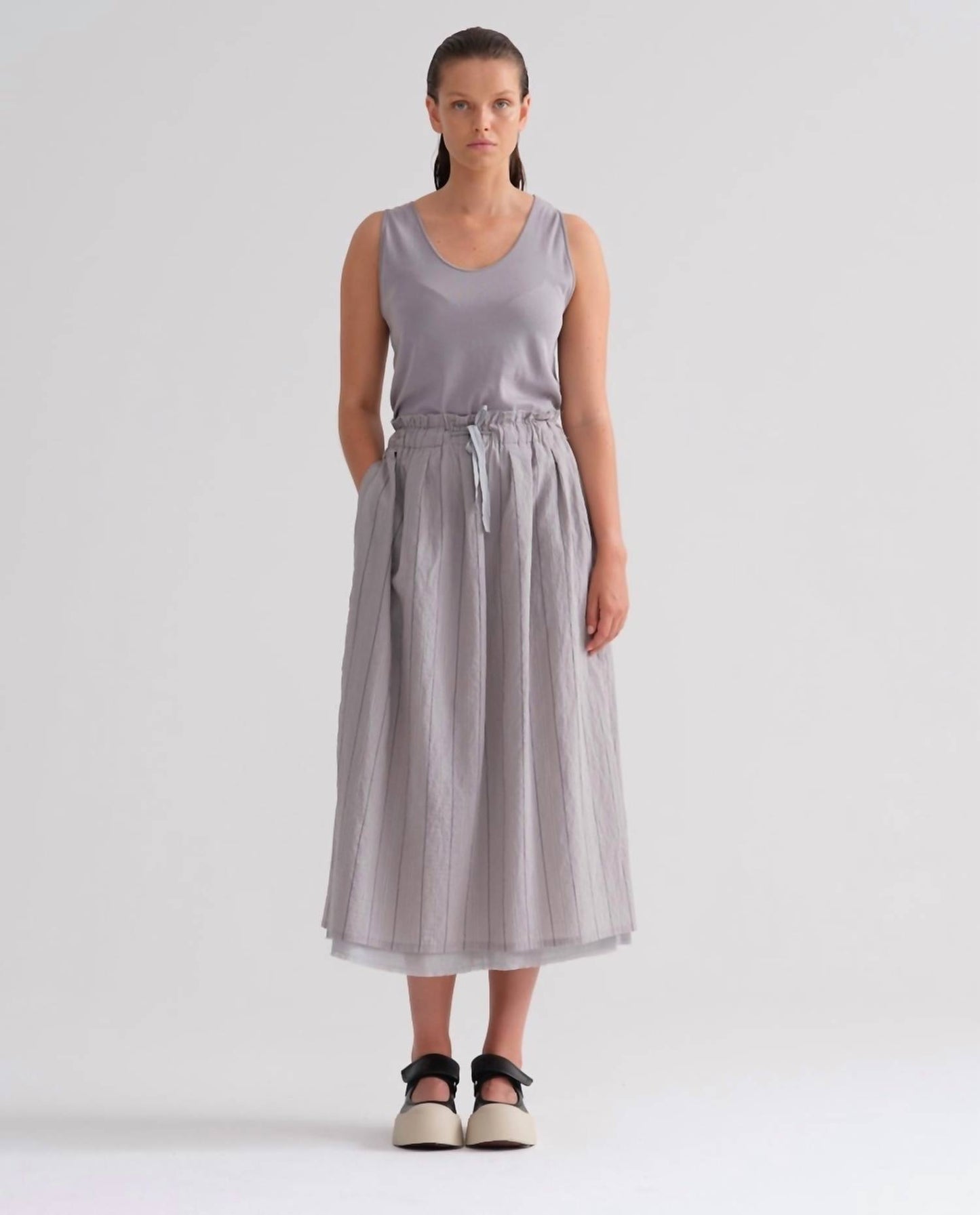 Cotton Vertical Striping Skirt