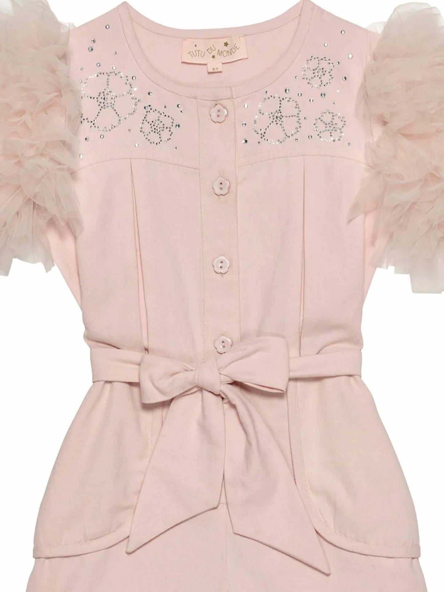 Girl's Crystal Flower Short Romper