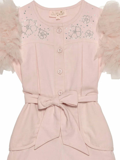 Girl's Crystal Flower Short Romper