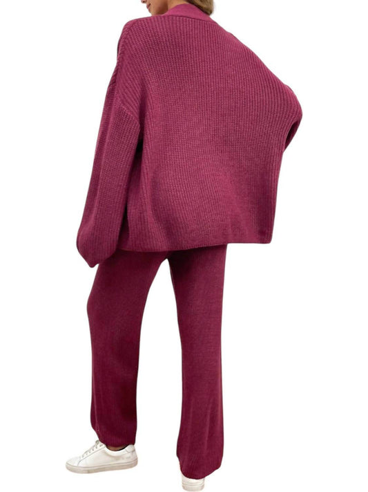 Whisper Mint - Winter Knit Cardigan & Long Pants Set - Rack Hunt