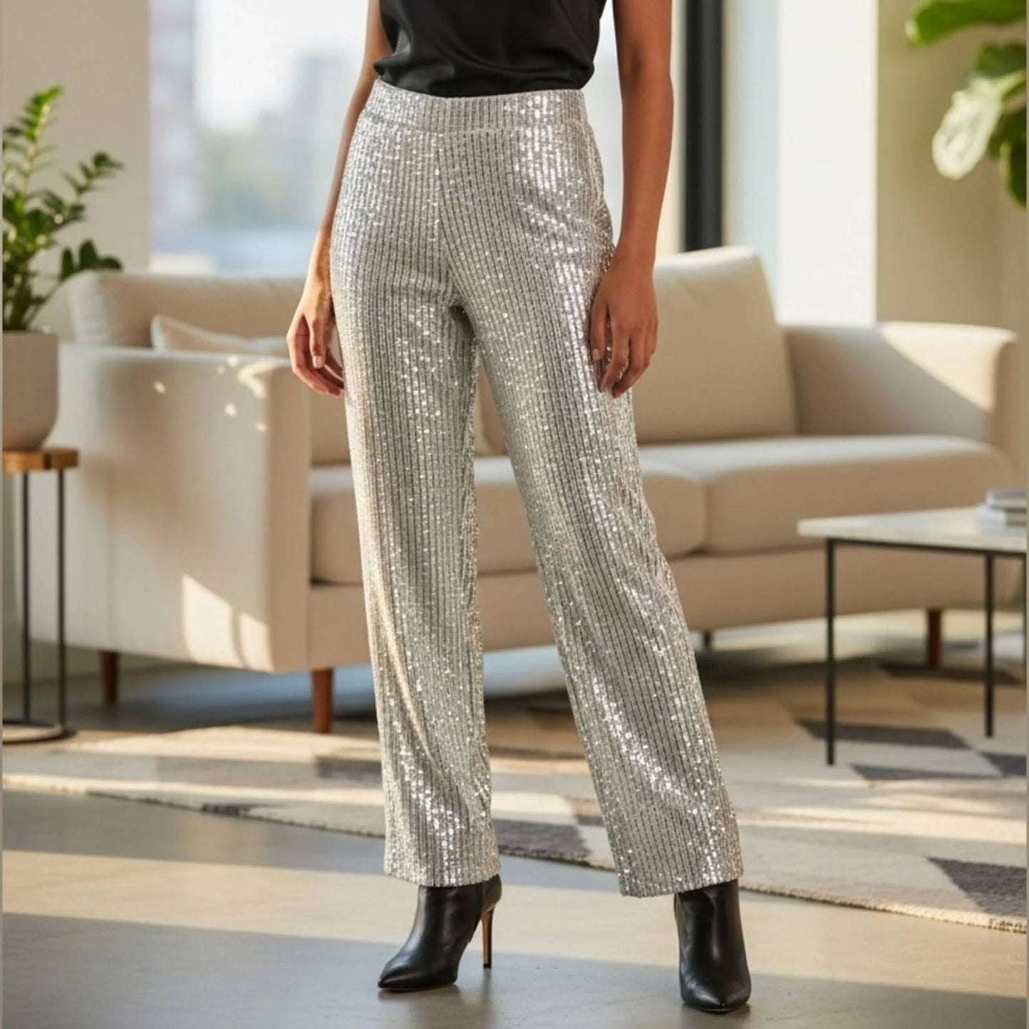 Women's Sequin Straight Leg Pants