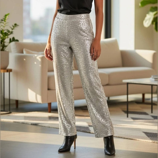 Women's Sequin Straight Leg Pants