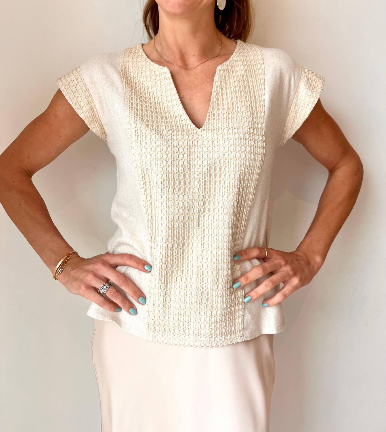 V-neck Cap Sleeve Top