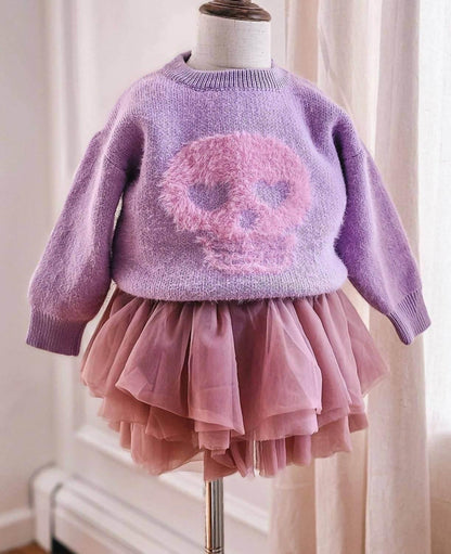 Fancy Shmancy Baby - Kids Fuzzy Skull Sweater - Rack Hunt