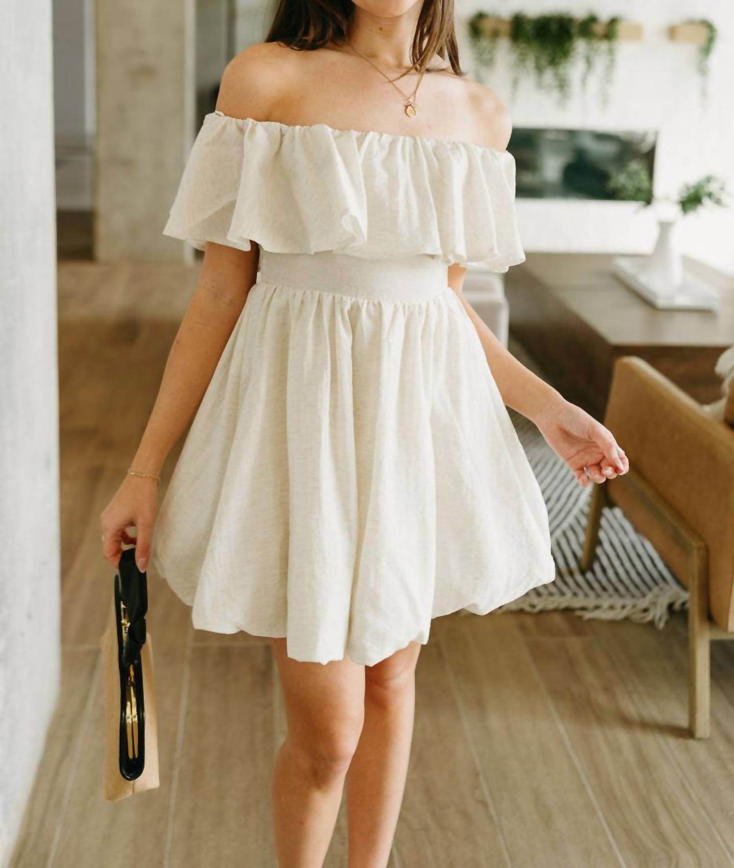 Everleigh - Alina Off-the-shoulder Bubble Mini Dress - Rack Hunt -