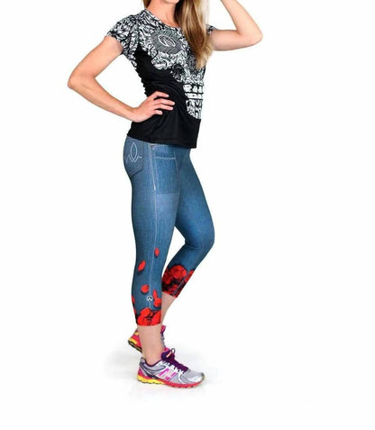 Women's Skull And Rose Tech Shirt