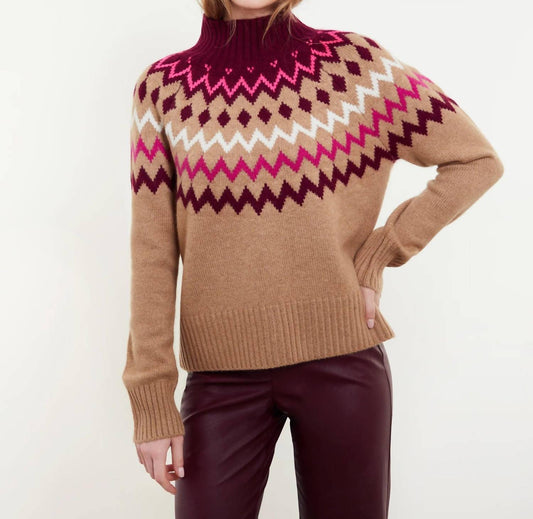 Sara Fairisle Mock Neck Sweater