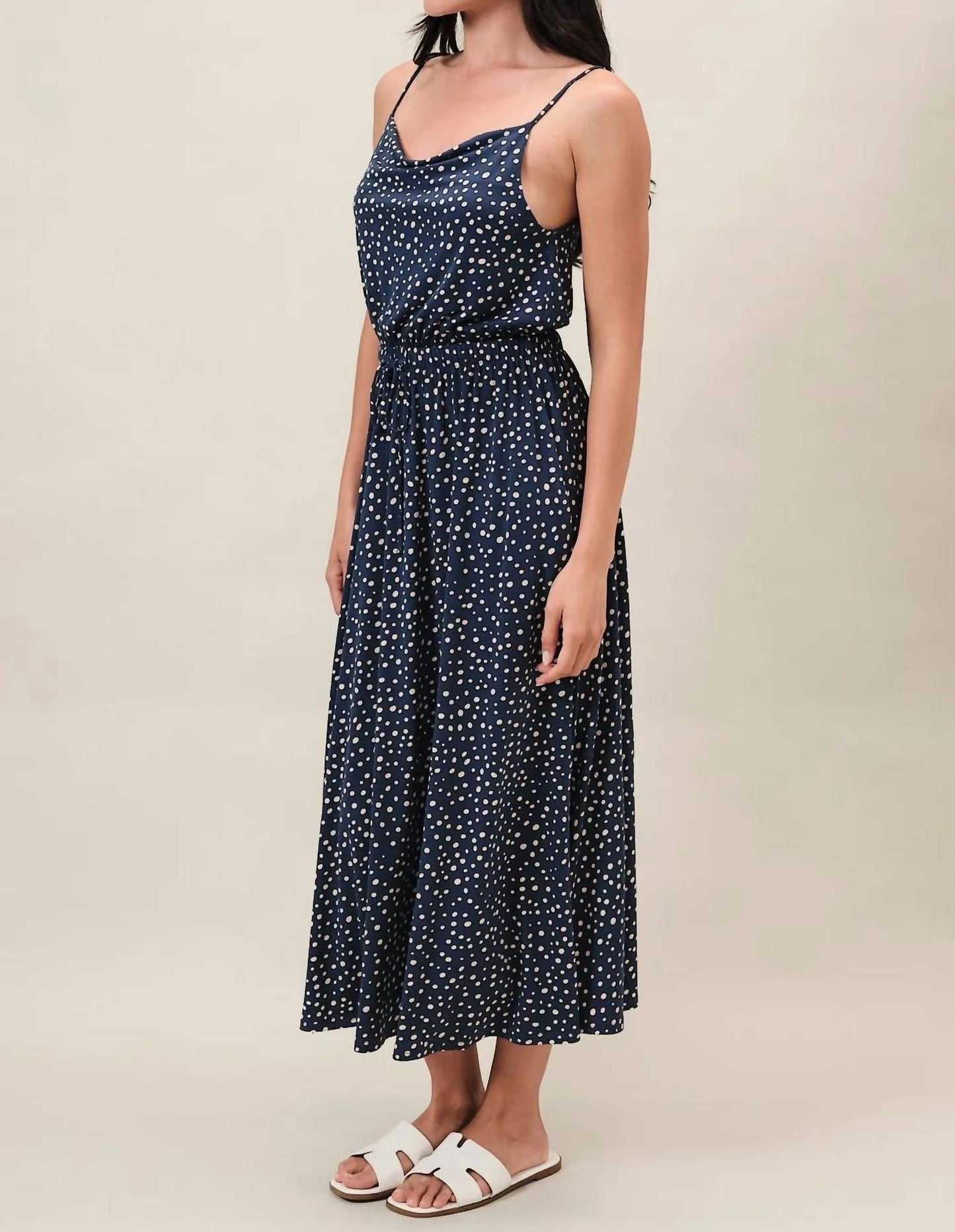 Cindy Cowl Neck Spaghetti Strap Midi Dress