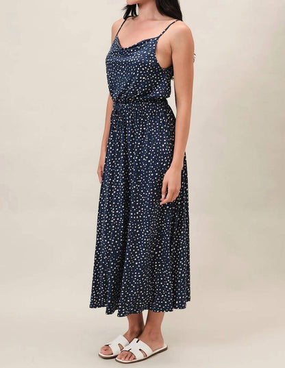 Cindy Cowl Neck Spaghetti Strap Midi Dress