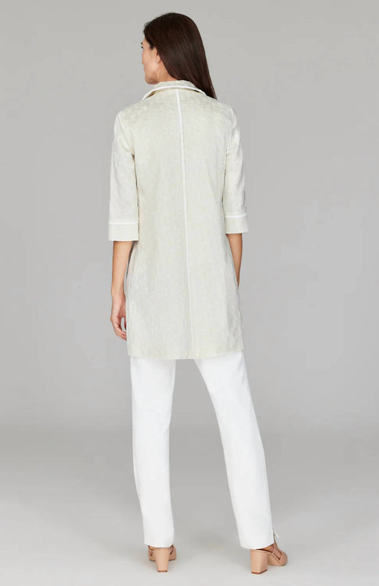 Basket Weave Jacquard Long Blazer